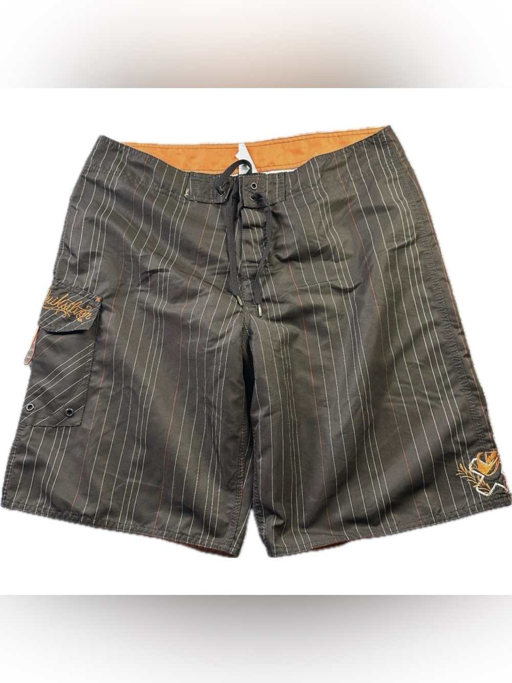 ***Quiksilver** Y2K Men's BrownPinstripe Cargo Board Shorts .